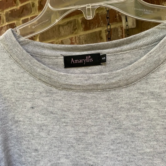 Amaryllis Heathered Gray Tie Sweater, Sz Small - Picture 4 of 7